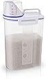 Rice Storage Bin Cereal Containers Dispenser with BPA Free Plastic + Airtight Design + Measuring Cup + Pour Spout - 2KG Capacities of Rice Perfect for Rice Cooker