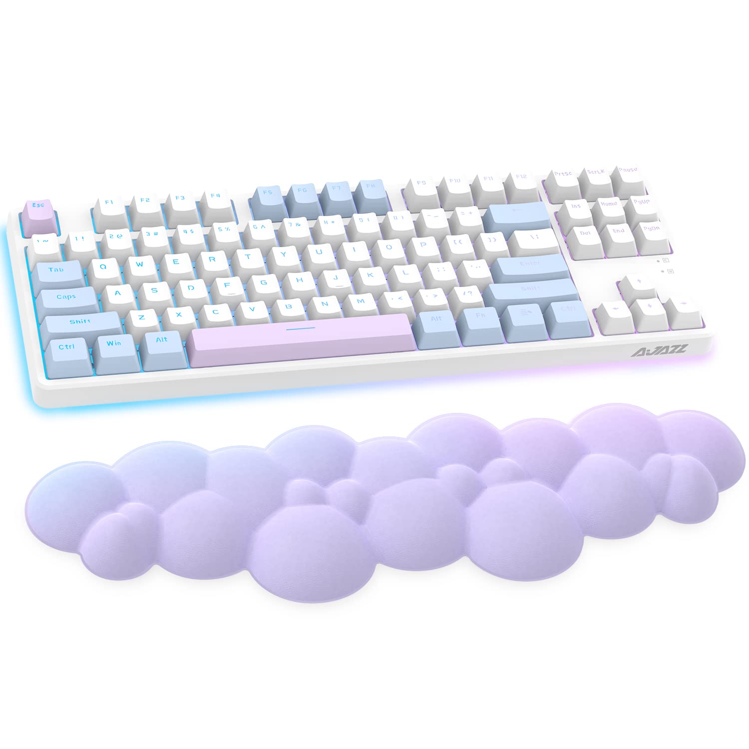 Cloud-Soft Ergonomic Wrist Rest for 100 Keys 87 Keys 68keys Keyboard PU Material Anti-Slip Rubber Base Memory Foam Cloud-Shaped Palm Rest for Computer Laptop,Pain Relief,15.2 * 4.4 * 1.2 inch -Purple