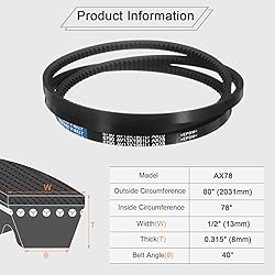 uxcell 2Pcs AX78 EPDM V-Belt, Raw Edge Cogged