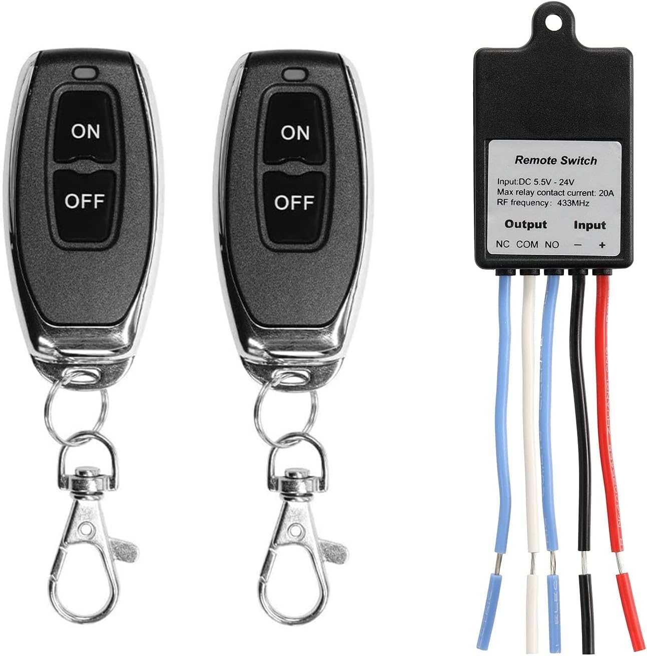 QIACHIP Mini 433Mhz Wireless Remote Control Switch DC 6V 12V 24V 1 Channel RF Relay Switch Receiver Transmitter for LED Light, Door Lock, Gate Entry