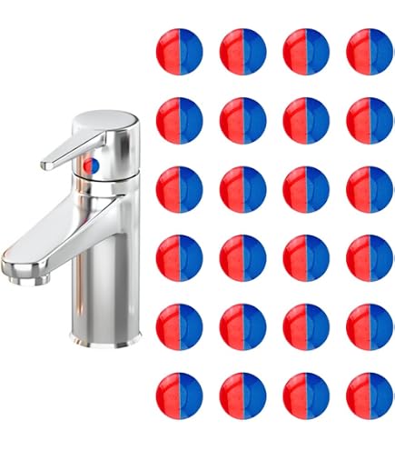 Gatuida 20-Pack Hot & Cold Water Faucet Indicator Caps – Red & Blue Knob Covers, Durable Plastic, Easy Install For Bathroom, Kitchen, Hotel Use