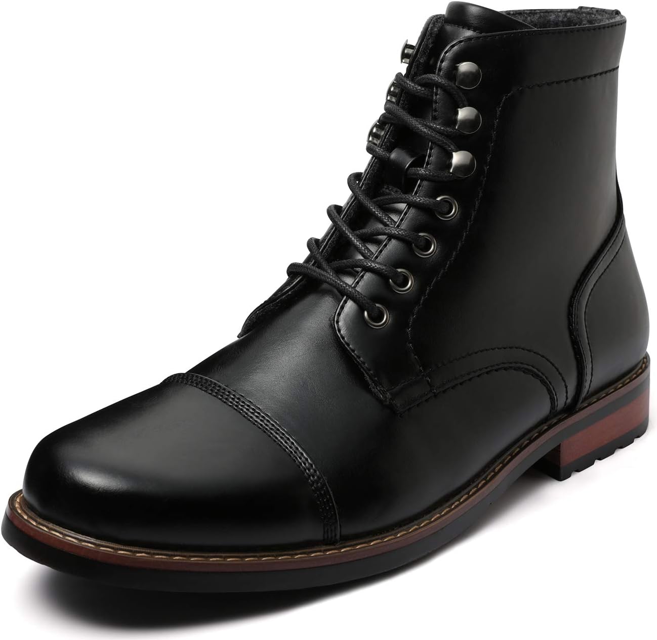 ZRIANG Botas de hombre con punta redonda forradas de cuero para vestir