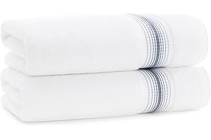 Aston & Arden Aegean Ombre Bath Towels - (Pack of 2) Oversized Ultra Soft Thick & Absorbent, 100% Ringspun Turkish Cotton Bathroom Towel for Spa, Hotel, 600 GSM, 30 x 60 in, Crystal Blue