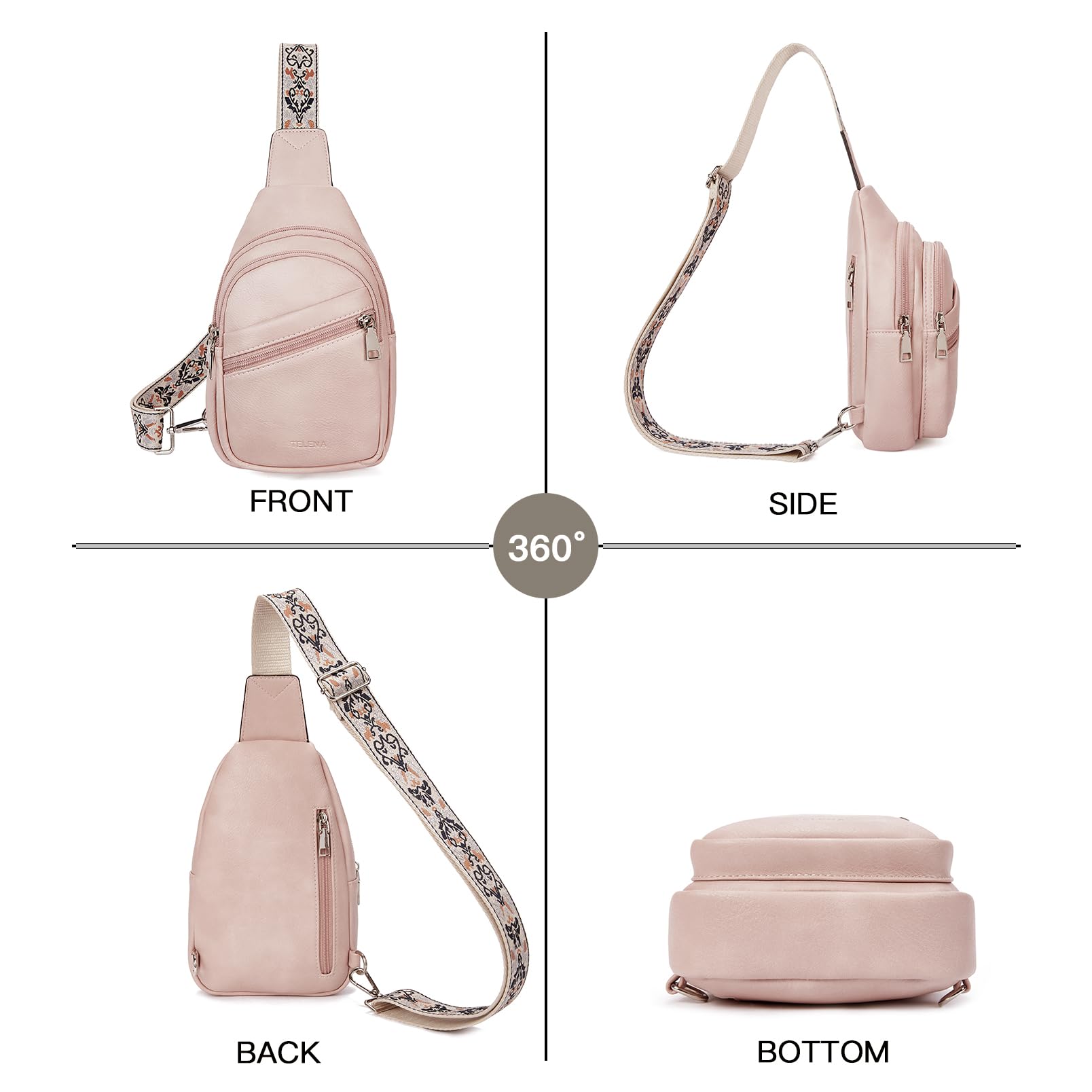 Telena Sling Bag for Women Crossbody Bags Purse for Women Vegan Leather Fanny Pack with Adjustable Strap