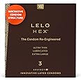 LELO HEX Respect XL, Extra Large Condoms with Increased Strength, Lubricated XL Condoms Large for Men, 2.28-Inch/58mm Diameter (3 Pack)