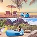 Legit Camping Inflatable Lounger with Carrying Bag & Pockets for Indoors/Outdoors – Blow up Couch & Inflatable Sofa with Headrest & Securing Stake- for Camping Beach or Pool (Light Blue)