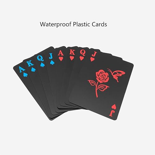 2 Decks Of Black PVC Plastic Poker Playing Cards - High Quality, Waterproof, Durable