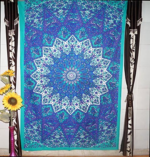 Star Mandala Tapestry, Indian Wall Hanging Bedsheet, Hippie Wall Tapestry or Bedspread, Hippie Hippy Tapestry Size 54 X 86" Inches