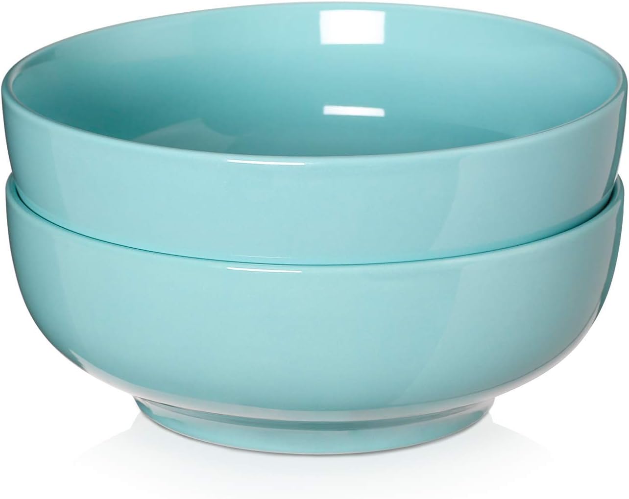 2 Packs, DOWAN Porcelain Serving Bowls, 2.8 Quarts Large Salad Bowls, Pasta Bowl Set, Chip Resistant Ceramic, Microwave and Dishwasher Safe, Stackable, 9.5 Inches, Turquoise