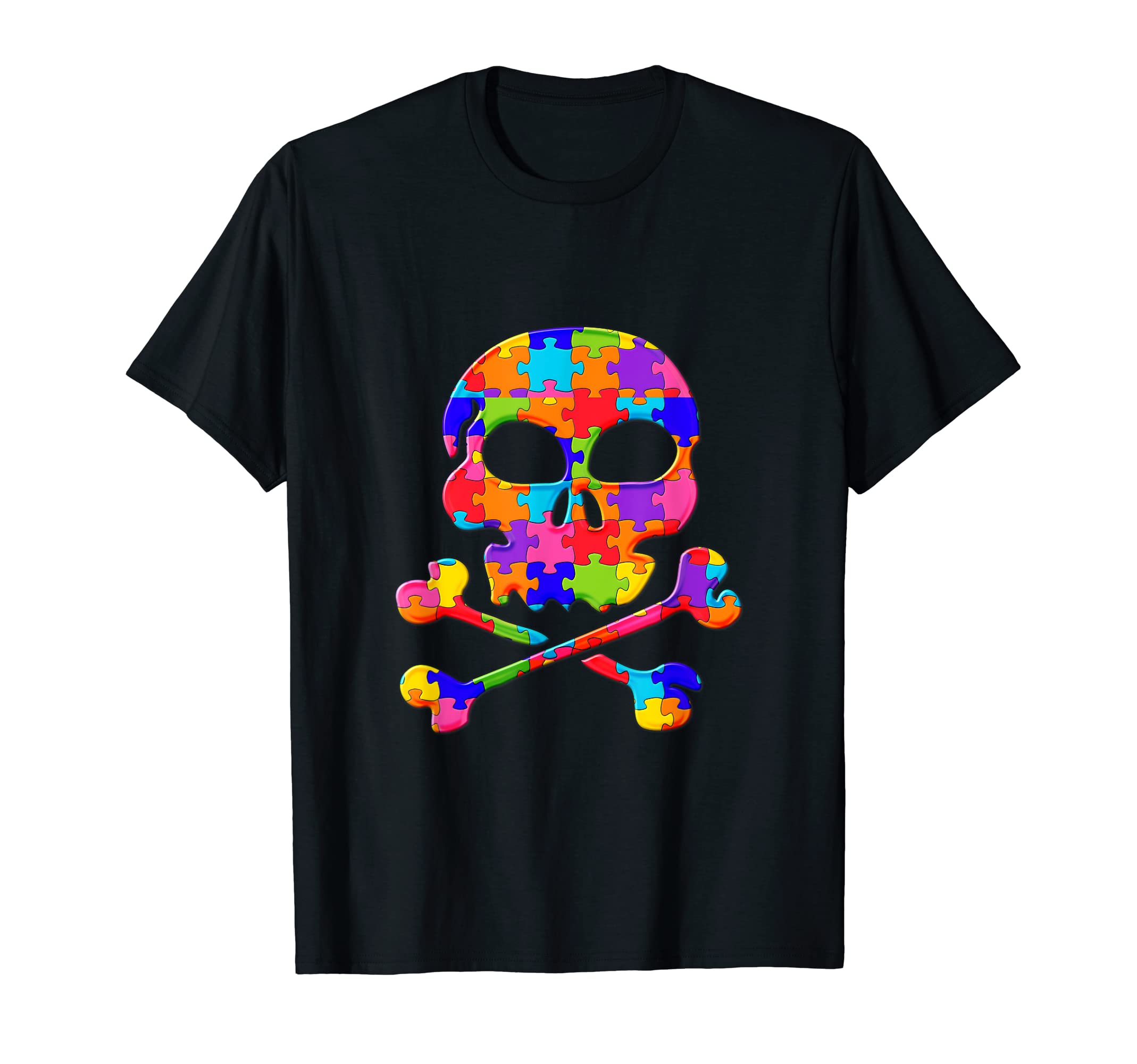 Skull Death, Pirate Bone Puzzle Autism Puzzle T-Shirt