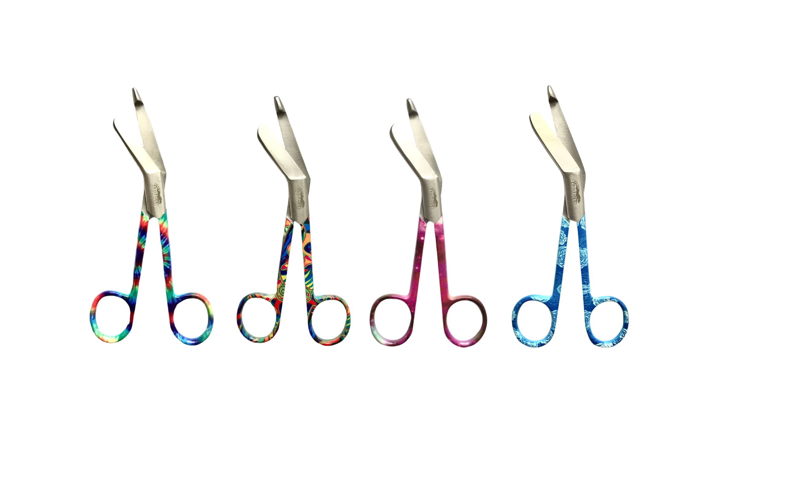 Stainless Steel 5.5 inch Small Scissors All Purpose Multicolored Set of 4 Pieces Heavy Duty Safety Trauma Nursing Shears Tough Cut Lister Pattern Bandage Scissors Student Utility First Aid Scissors