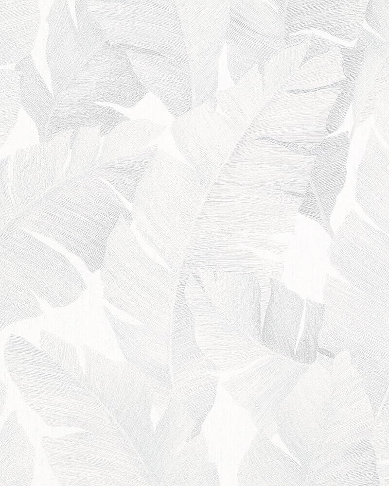 White Grey Wallpaper Nature Floral Leaves Plant Leaf for Bedroom Living Room or Kitchen Made in Germany 10,05 x 0,53m Avalon 31623
