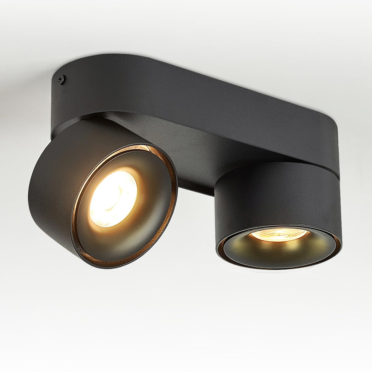 Budbuddy 2X12W LED Ceiling Spotlights 2 Swivel Spotlamps Rotatable Ceiling Spots Black Ceiling Lights Modern for Interior Corridor, Living Room Office Shop and More 3000K