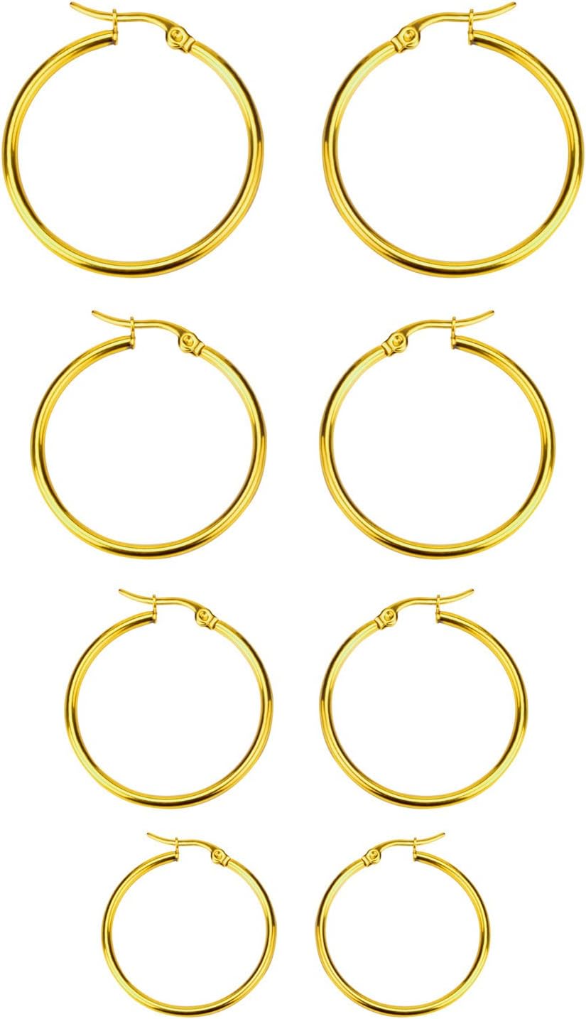 LUXUSTEEL Hot Style Big Round Party Earring Hoop,Round Sleeper Earrings for Women and Girl,Silver and Gold Jewelry Made of Hypoallergenic Stainless Steel