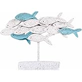 Beach Coastal Decor Coral Reef Angelfish Home Office Desk Rustic Centerpiece Table Decor Fish Sculpture Statue for Shelf Bath