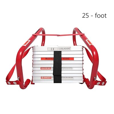 LUISLADDERS Fire Escape Ladder 3 Story with Anti-Skid Rungs Portable Emergency Escape Ladder, Easy to Deploy &amp; Store 25- Feet