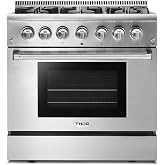 THOR Kitchen Freestanding Professional 36-Inch Dual Fuel Range in Stainless Steel - Model HRD3606U