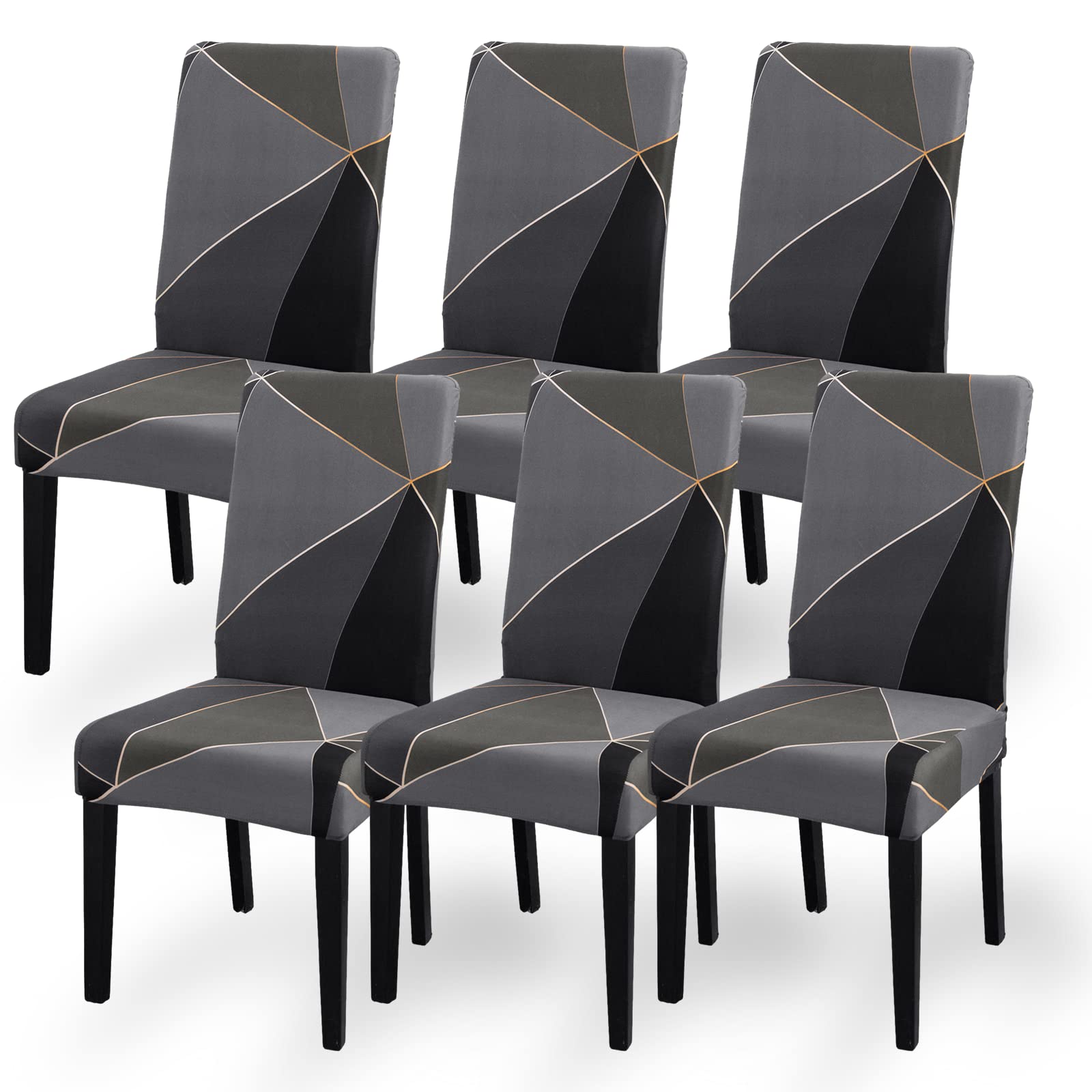 Aisprts Chair Covers for Dining Chairs 6, Dining Chair Covers Set of 6, Elastic Dining Room Chair Covers, Removable Washable Chair Cover with Backrest for Home Decor, Kitchen, Hotel, Party — image 1