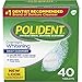 Polident Overnight Whitening Antibacterial Denture Cleanser Effervescent Tablets, 40 count