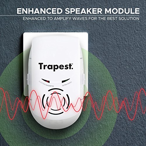 Aspectek 3-in-1 Ultrasonic Pest Repeller by Trapest - Electromagnetic Pest Control with Night Light - Plug-in, No Maintenance