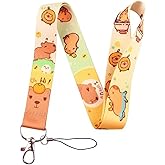 Pinstant Capybara Cartoon Cute Kawaii 17.7" Neck Lanyard Keychain Holder ID Badge Mobile Phone Pin Strap