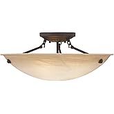 Livex Lighting 5626-07 Home Basics 3 Light Bronze Semi Flush Mount with Honey Alabaster Glass