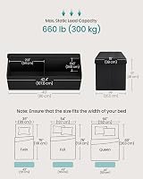 SONGMICS Storage Ottoman Foldable 38x110x38 cm Ink Black LSF89BK 300 kg view 2