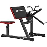 Soozier 2-in-1 Bicep Preacher Curl Bench, Preacher Curl Machine | Adjustable Seat, Elbow Cushion, Plate Loaded, Home Gym Workout