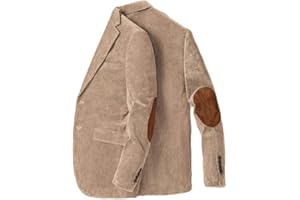 ONAXTDA Men's Corduroy Blazer with Elbow Patch Business Casual Jacket Spring Fall Sport Coats