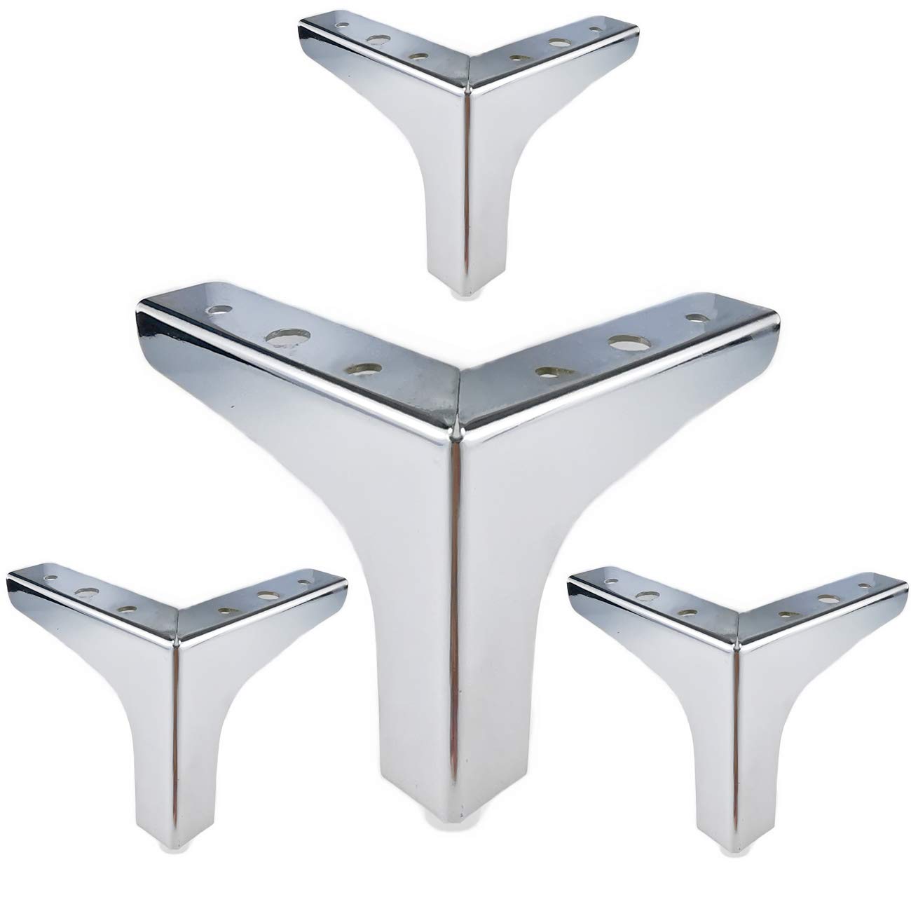 Eidoct 4" / 10cm Furniture Legs,Modern Style Furniture Sofa Legs Metal Silver Triangle Feet for Table Cabinet Cupboard Sofa, Polished Chrome — image 1