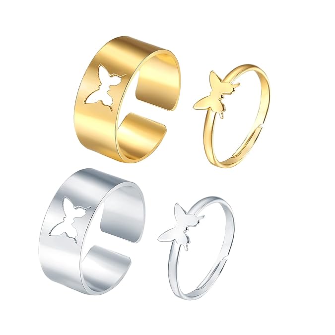 Buy 24Pcs Butterfly Ring Matching Butterflies Ring Pinky Promise Ring