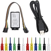 KeeYees USB Logic Analyzer Device with 12PCS 6 Colors Test Hook Clip Set USB Cable 24MHz 8CH 8 Channel UART IIC SPI Debug for Arduino FPGA M100 SCM