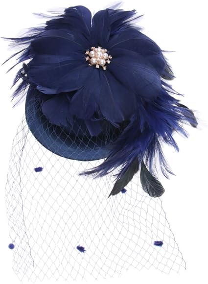 Amazon Chiwanji オペラ ハット ダービー ウェディング 教会帽 レディース 魅惑的 パーティー 結婚式 紺 ハット 通販