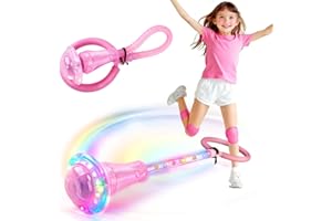 Dolanus Skip Toys for 5-12 Year Old Kids, Girls Birthday Gifts for Age 5 6 7 8 9 10 11 12, Outdoor Outside Sports Games, Girls Toys Age 6-8 8-13, Portable Colorful Flash Wheel Swing Ball (Pink)