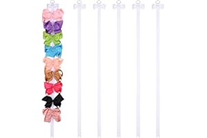 DEEKA 6 PCS 40" Long Bow Holders for Girls Clip Hair Bows Organizer - White