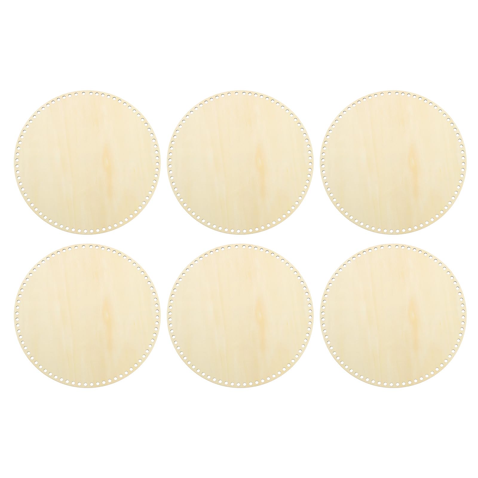 PATIKIL 12" Diameter Crochet Basket Bottom, 6Pcs Round Blank Crochet Knitting Wooden Base for DIY Craft Weaving Basket Making Supplies Home Decoration, Wood Color