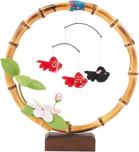 Amazon ファンファン 竹の輪 金魚モビール 夏のインテリア 置物 和雑貨 癒し 涼しげ おしゃれ コンパクト リュウコドウ 置物 オブジェ オンライン通販