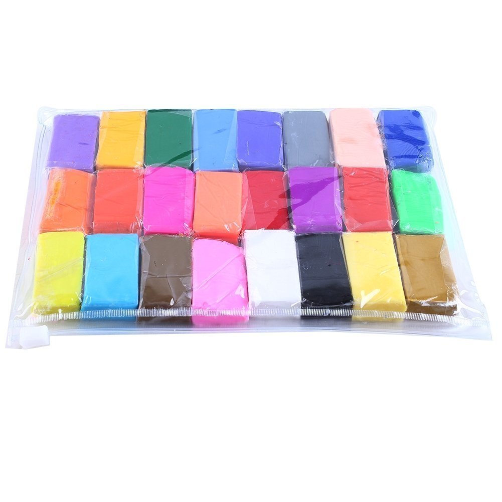 DIY Colorful Clay, Schoone 24 Colors Polymer Clay Creative Street Model Clay, Soft Molding Craft Oven Baking Clay and Kits, Tutorials, Best Kids Gifts