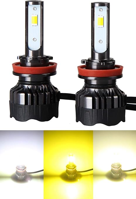 Amazon Ledフォグランプ H11 H8 H9 H16 国産車 3色温度切替 一体式 超ミニ コンパクト ポーペ Poopee ヘッドライト Dc12v車用 ハイパワーチップ 28w 両面発光 6000k 3000k 4300k イエロー ホワイト切替え 1年保証 Ledバルブ 車 バイク
