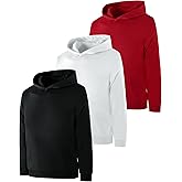 Little Beauty 3 Pack Boys Hoodies Cotton Long Sleeve Sweatshirts Kids Athletic Hooded Pullover with Pocket