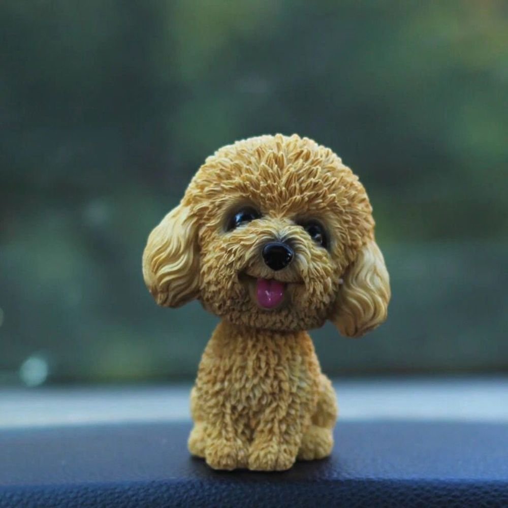 Fontee Nodding Dog Doll - Cute Ornament With Shaking Bobble Head for Car Dashboard, Home, Desk Decoration - Creative Gift (Teddy)
