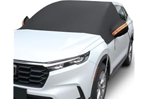 MARKSIGN Universal Fit Car Windshield Cover for Ice and Snow, 62''x98'' Frost Windshield Cover for Ice with Mirror Covers & Anti-Theft Tuck-in Flaps for Car SUV, Original Design Patent Pending, Black