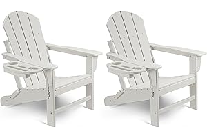 NAVINE Adirondack Chair Set of 2, HDPE Folding Adirondack Chair with Multifunctional Cup Holder, Weather Resistant Fire Pit Chair for porches, patios, patios, poolsides, Decks.