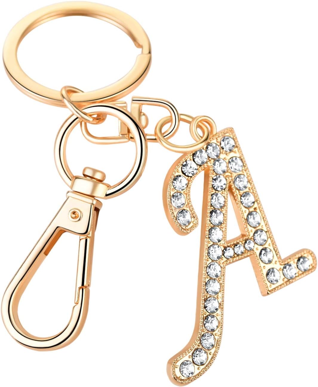 Keychain for Women AlphaAcc Purse Charms for Handbags Crystal Alphabet Initial Letter Pendant with Key Ring