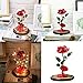 Autoday USB Beauty and The Beast Preserved Fresh Rose Flower Light Fallen Petals in a Glass Romantic Wooden Base Valentine's Day Birthday Anniversary (5.75.79