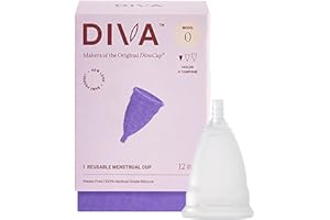DIVACUP DIVA Cup - Medical Grade Silicone Cup for Period Care - Reusable Menstrual Cup - Up to 12 Hours of Continuous Wear - Model 0 (for Slim Vaginal Canals & First-Time Users)