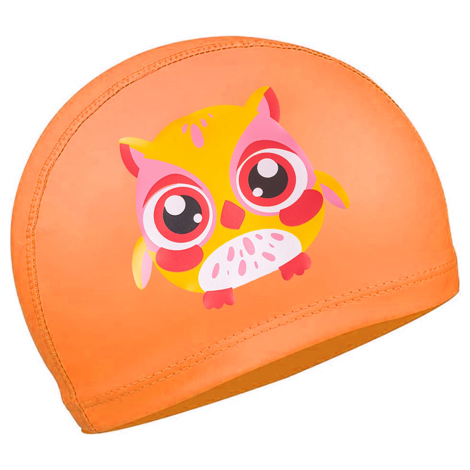 GWAWG Kids Swimming Cap - Stretchy Swimming Hat for Boys & Girls (4-10 Years, Orange)