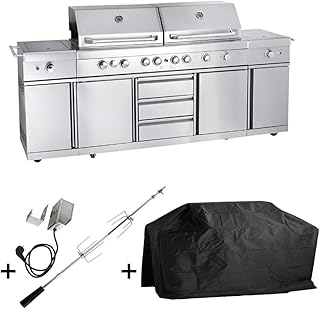Allgrill Gasgrill Outdoorküche EXTREM - Set mit Grillspieß und Wetterschutzhülle
