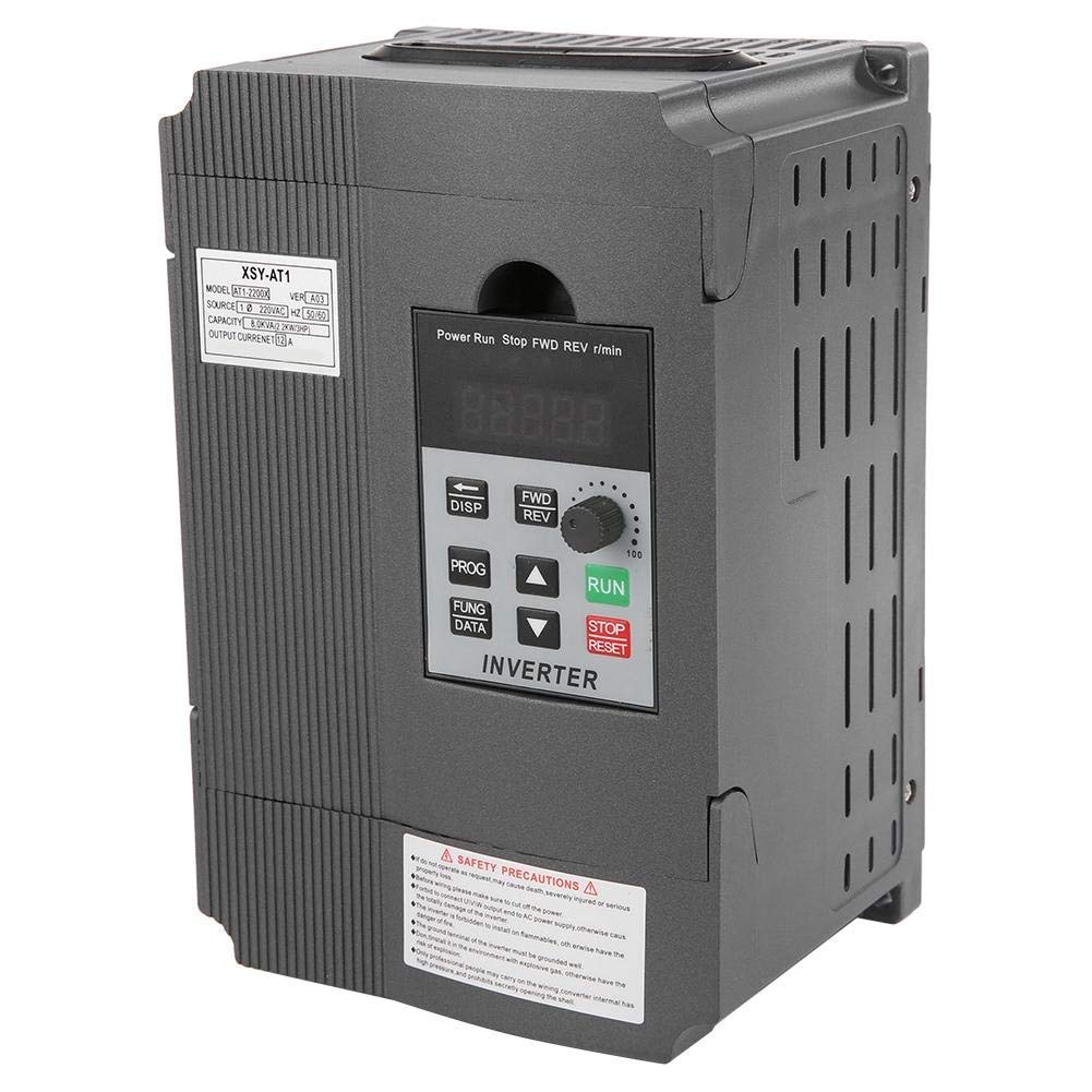 Single Phase VFD Drive VFD Inverter Variable Frequency Drive PWM VFD Controller AT1-2200X 2.2KW AC220V 12A for 3-Phase Spindle Motor(VFD-2.2KW)