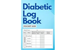 Diabetic Log Book. Pocket Size.: Glucose, Insulin, and Medications Diary for Type 1 and Type 2 Diabetics, 4x6 Inches, 1 Year